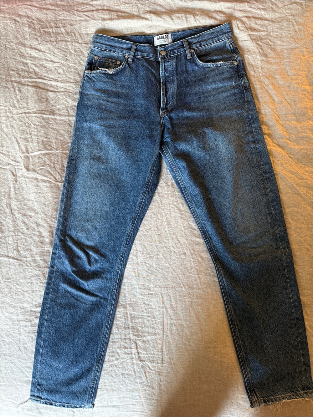 Agolde Women's Medium Blue Straight Leg Jeans (Jamie)